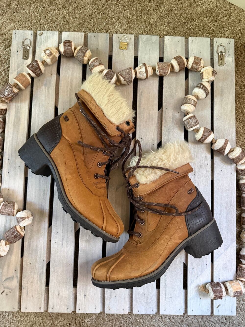 Merrell Chateau Brown Leather Mid Lace Polar Waterproof Heeled Boot